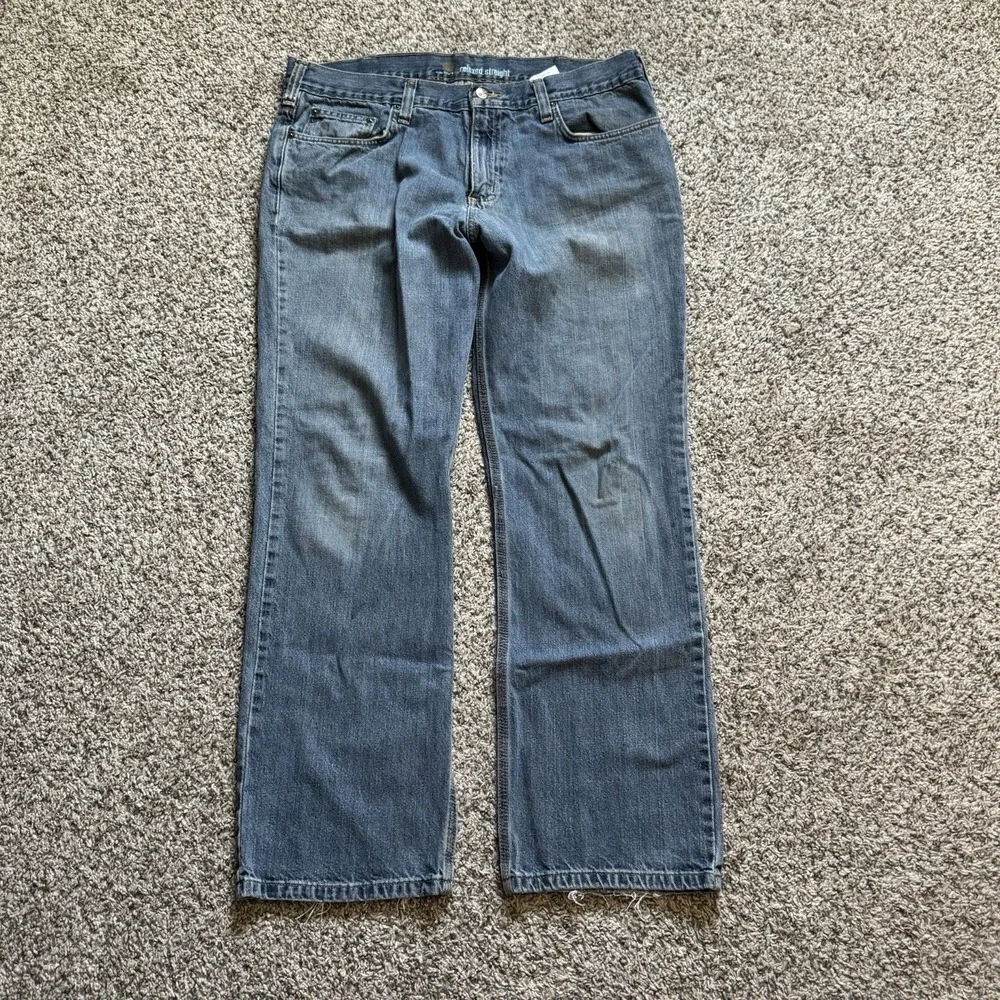 Carhartt Jeans Mens 36x32 Blue Relaxed Straight Fit B320 WTB Denim Workwear